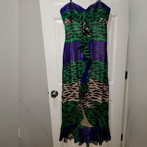 Strapless sweetheart neckline high low dress